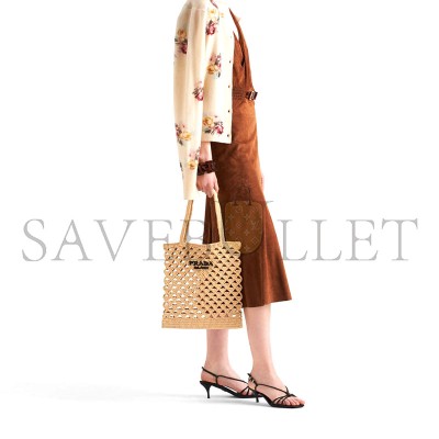 PRADA MEDIUM WOVEN FABRIC CROCHET TOTE BAG 1BG493 (31*30*1cm)